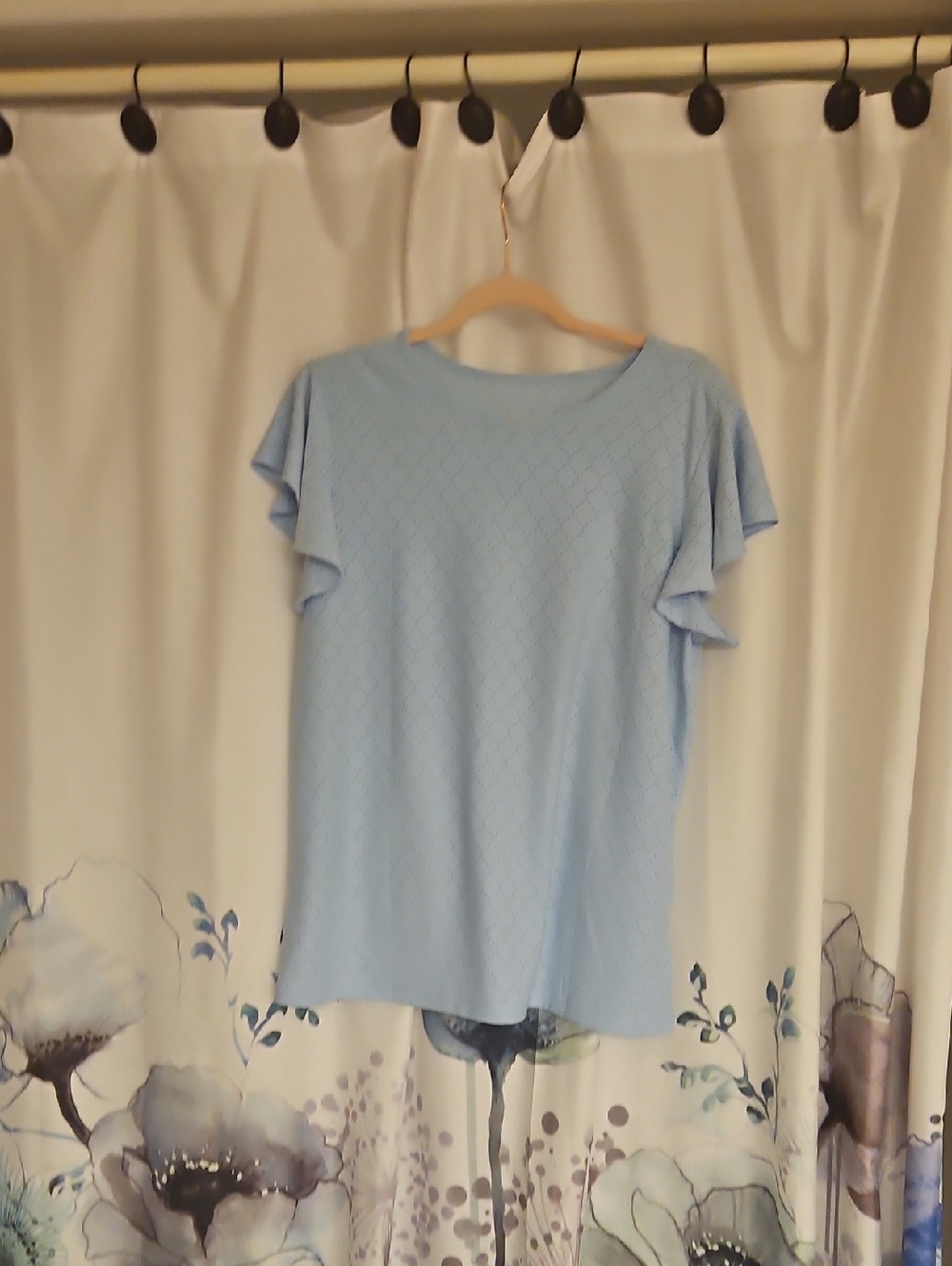 Amazon Pale Blue Flutter Sleeve Knit Tee New Never Worn